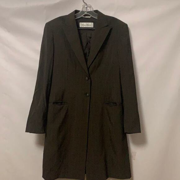 MAX MARA PINSTRIPE BROWN TUNIC BLAZER SIZE 8 - Picture 1 of 8